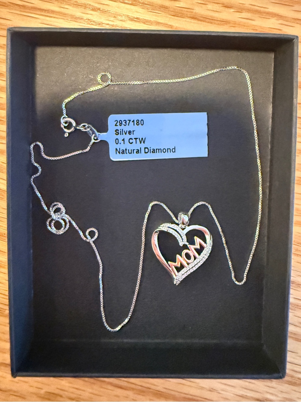 NWT 925 Sterling Silver Mom Heart Necklace 0.10 CTW Natural Diamond Accent